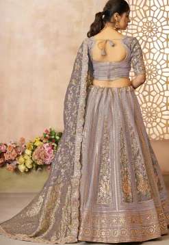 Woven Tissue Silk Lehenga in Dusty Purple