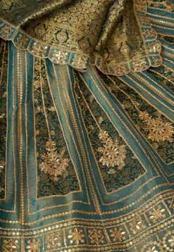 Woven Tissue Silk Lehenga in Blue