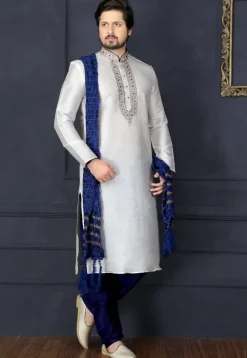 Woven Viscose Dupatta in Royal Blue