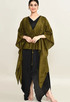 Woven Viscose Silk Asymmetric Dress in Black