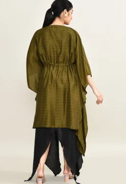 Woven Viscose Silk Asymmetric Dress in Black