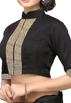 Zari Woven Chanderi Blouse in Black