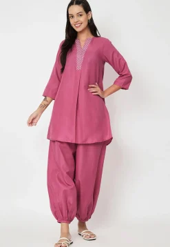 Zig Zag Printed Cotton Tunic in Pink